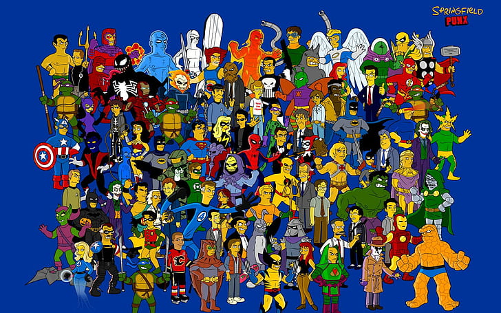 HD wallpaper: The Simpsons, Homer Simpson, Cartoons, Marge Simpson, Bart  Simpson, Lisa Simpson, Characters, Poster, the simpsons marvel heroes  poster | Wallpaper Flare
