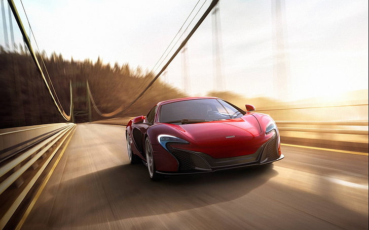 red coupe, McLaren P1, car, vehicle, long exposure, red cars, HD wallpaper