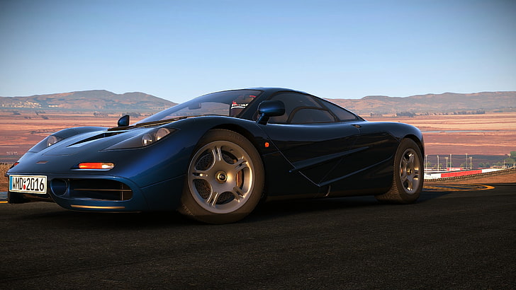 blue Mclaren F1 coupe, Project cars, mode of transportation, motor vehicle, HD wallpaper