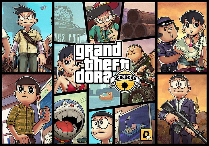 Grand Theft Dora Zero wallpaper, Grand Theft Auto V, Doraemon, HD wallpaper