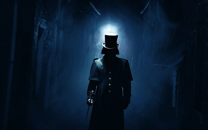 person in black coat with hat and sword digital wallpaper, artwork