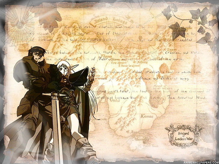anime, Record of Lodoss War, map, men, people, history, the past