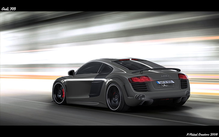 gray coupe, car, Audi R8, speed, mode of transportation, motion, HD wallpaper