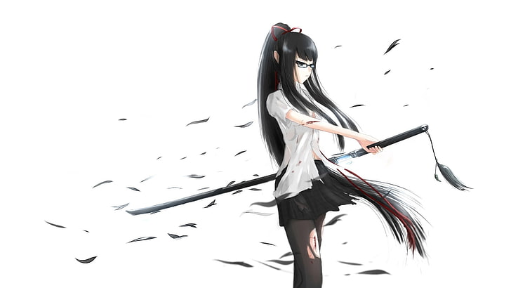 female anime character holding sword clip art, anime girls, original characters, HD wallpaper