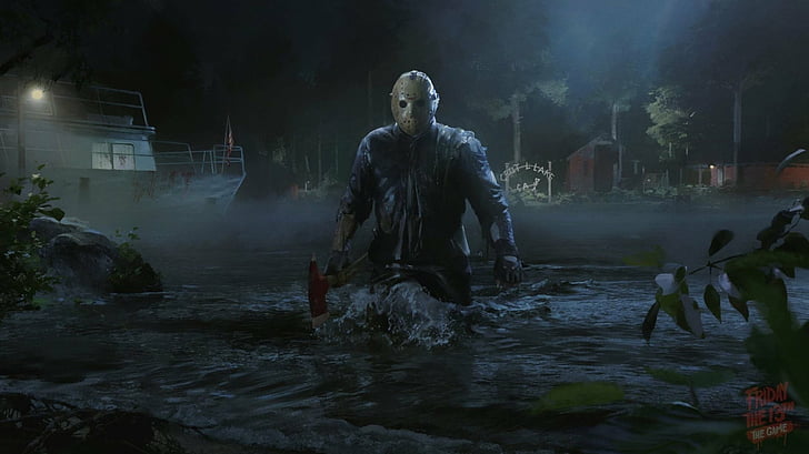Video Game, Friday the 13th: The Game, water, real people, men
