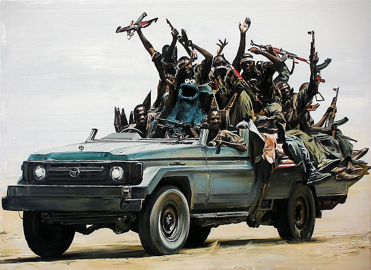 african, ak 47, cookie, monster, pirates, somalia, toyota, vehicles, HD wallpaper