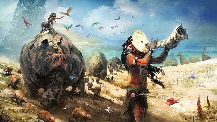 creature, pigs, video games, From Dust, HD wallpaper
