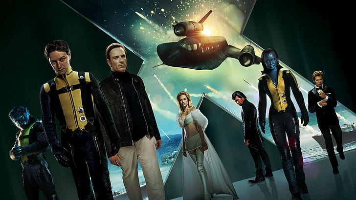 X-Men, Movies, SR-71 Blackbird, Mystique, Beast, Magneto, Charles Xavier, Michael Fassbender, James McAvoy, Emma Frost, x-men poster, HD wallpaper