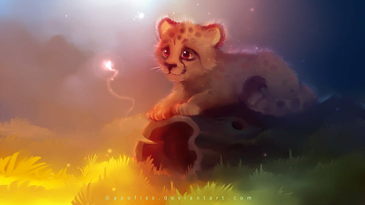 Cheetah Cub Drawing HD, digital/artwork