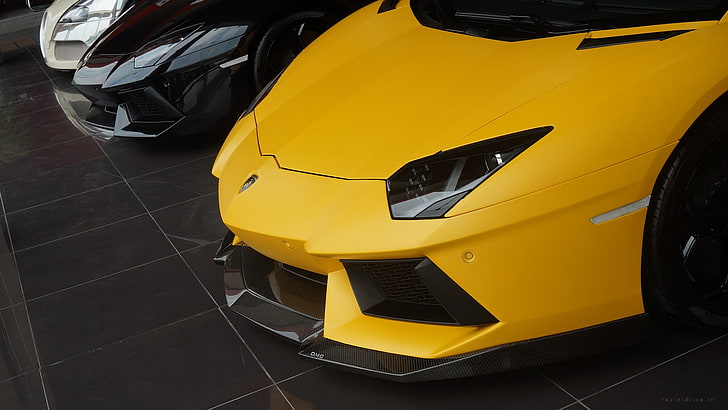 car, Lamborghini Aventador, yellow, mode of transportation, HD wallpaper