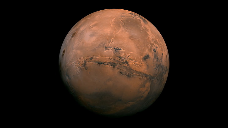 brown planet illustration, Mars, minimalism, space, Solar System