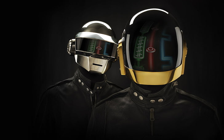 brown and black helmet, Daft Punk, robot, music, headwear, black background, HD wallpaper