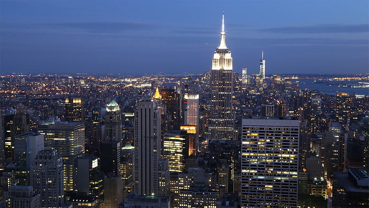 Empire State Building, New York, New York City, cityscape, city lights