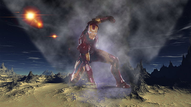 Iron Man digital wallpaper, hero, smoke - physical structure
