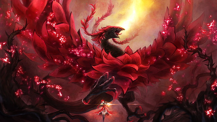HD wallpaper: Anime, Yu-Gi-Oh 5D's, Dragon, Izayoi Aki, Thorns