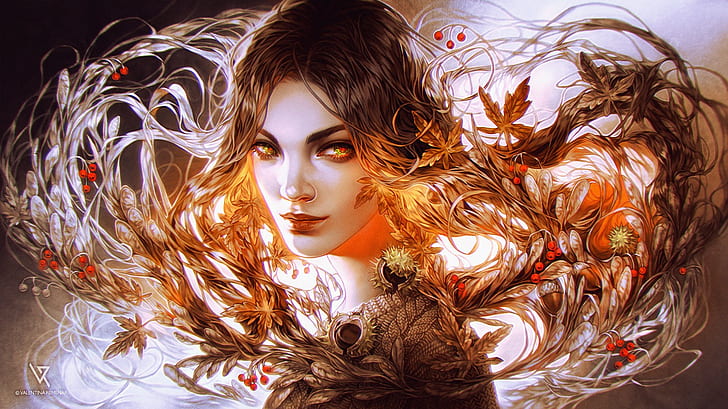 fantasy art, magic, one person, hair, portrait, young adult, HD wallpaper