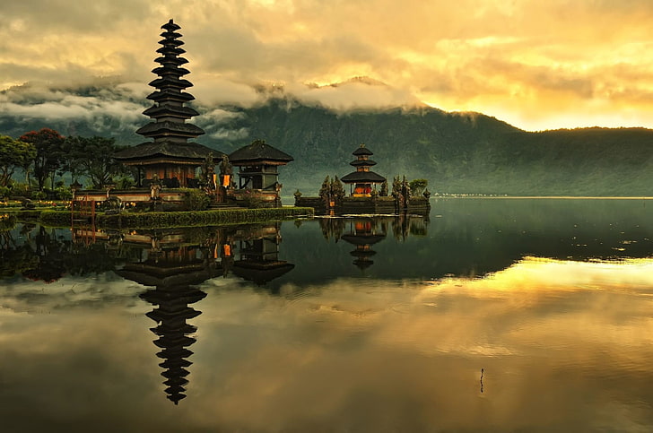 body of water beside house painting, nature, landscape, Indonesia, HD wallpaper