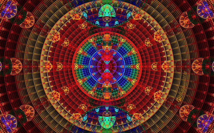 abstracto, circular, fractal, mosaico, multi colored, pattern, HD wallpaper