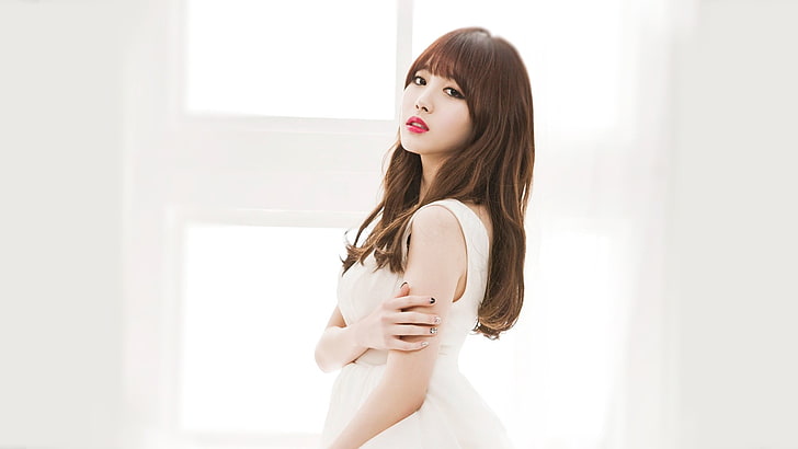 women's white sleeveless dress, K-pop, Girl's Day, Kim Yura, Asian, HD wallpaper