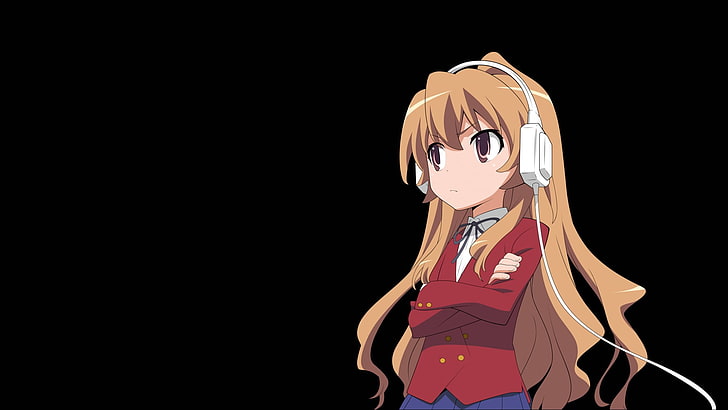 female wearing headset anime illustration, Aisaka Taiga, Toradora!