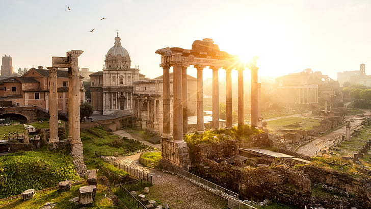 Forum Romanum, Rome, italy, Templum Saturni, Arco di Settimio Severo, HD wallpaper