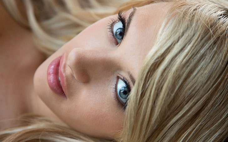 Emma Mae, face, blond hair, beauty, beautiful woman, close-up