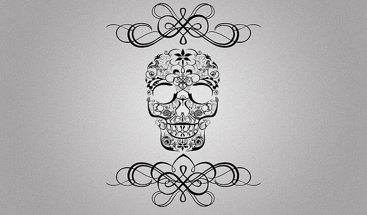 Calabera skull digital art, minimalism, artwork, mirrored, decoration, HD wallpaper