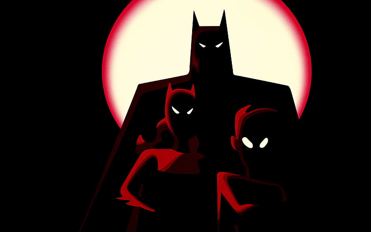 Batman, Batgirl, Robin (superhero), DC Comics, shadow, minimalism, HD wallpaper