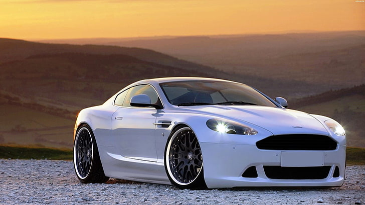 white coupe, Aston Martin DB9, car, vehicle, motor vehicle, transportation