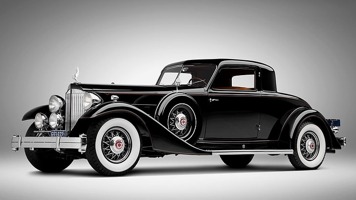 classic black vehicle, rolls royce, classic car, side view, land Vehicle