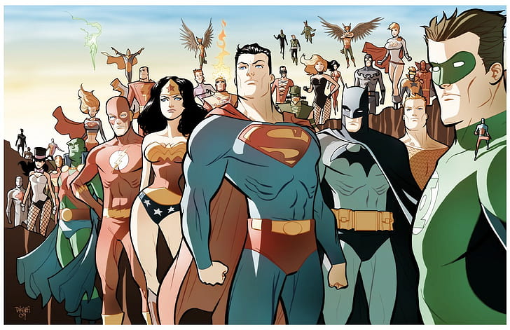 Justice League, Superman, Batman, Wonder, Woman, Green Lantern, The Flash Martian, Manhunter, Supergirl, Aquaman, Green Arrow, HD wallpaper