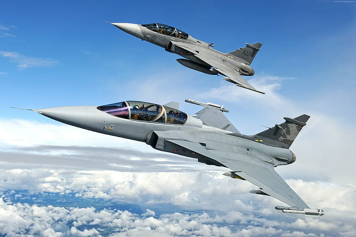 Saab JAS 39 Gripen, fighter aircraft, Swedish Air Force, HD wallpaper