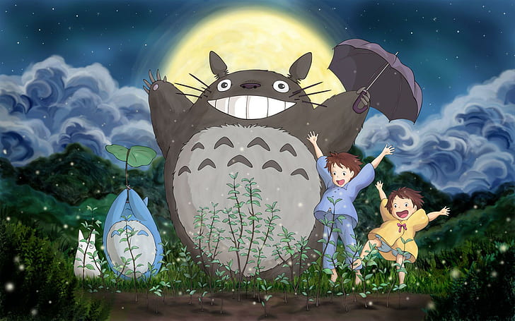 Hd Wallpaper My Neighbor Totoro Gray And Brown Cat Cartoon