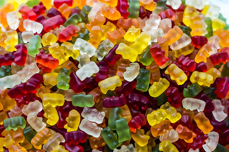 gummy bear lot, sweets, food, gummy bears, multi colored, sweet food, HD wallpaper