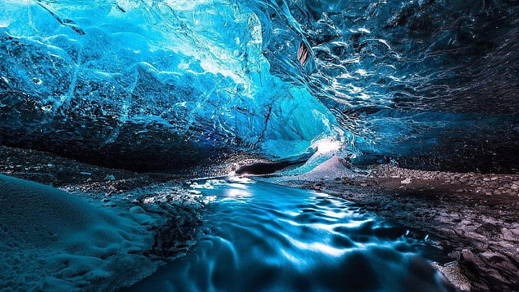 cave, skaftafell national park, vatnajokull national park, iceland, HD wallpaper