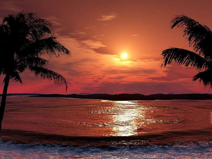 3D, render, water, sunset, sky, scenics - nature, beauty in nature, HD wallpaper
