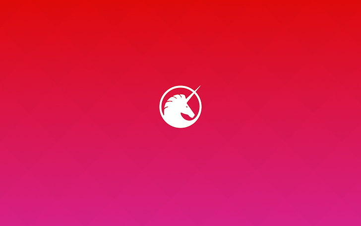 unicorn icon, Linux, Ubuntu, red, colored background, copy space, HD wallpaper