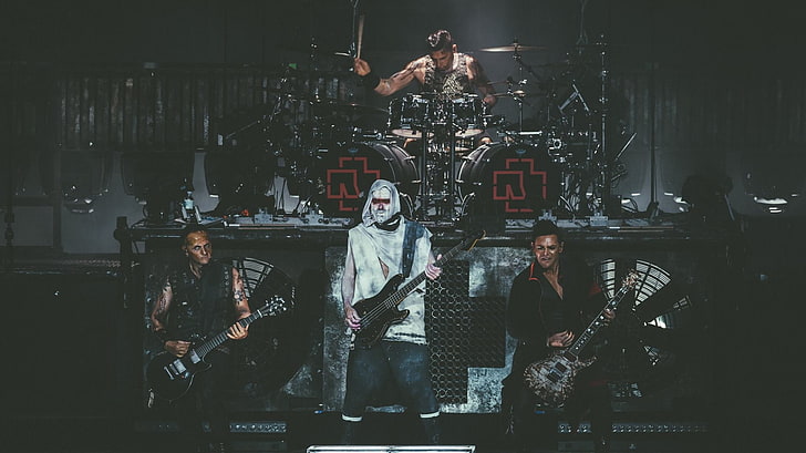 black and white printed textile, Rammstein, metal band, concerts, HD wallpaper