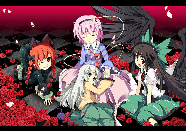 Anime, Touhou, Koishi Komeiji, Rin Kaenbyou, Satori Komeiji, HD wallpaper