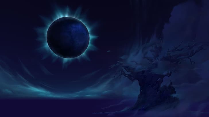 World of Warcraft, lunar eclipses, video games, night, nature, HD wallpaper