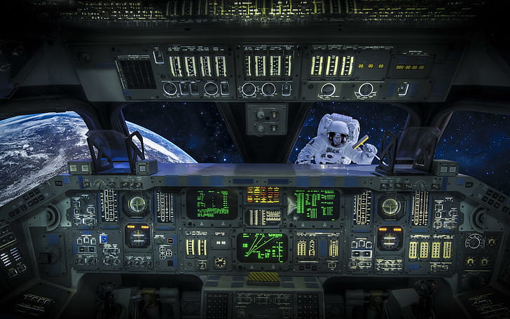 Hd Wallpaper Spaceship Cockpit Black And Grey Spaceship Controllers Fantasy Wallpaper Flare