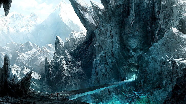 fantasy, glacier, ice, crystal, snow, cold, mountain, winter, HD wallpaper