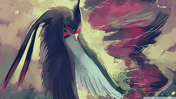 black falcon and tornado artwork, Pokémon, Swellow, birds, backgrounds
