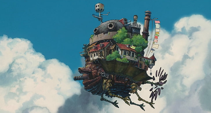 HD wallpaper: painting of flying house, Studio Ghibli, Howl's Moving Castle  | Wallpaper Flare