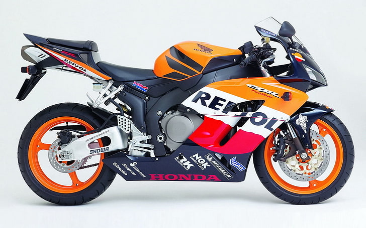 orange Repsol sportbike, honda, fireblade, 1000 rr, cbr, motorcycle, HD wallpaper