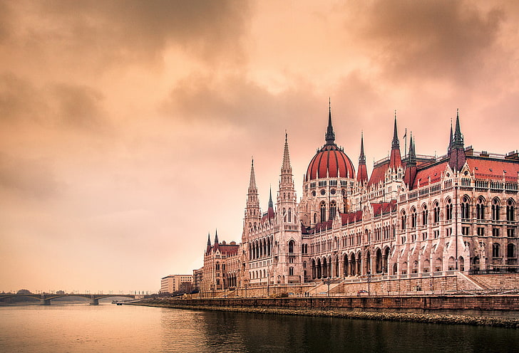 white and brown building, Budapest, Hungary, Hungarian Parliament Building