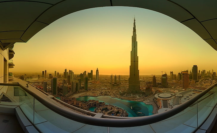 Burj Khalifa, UAE, dubai, burj dubai, sunrise, sunset, beauty, HD wallpaper