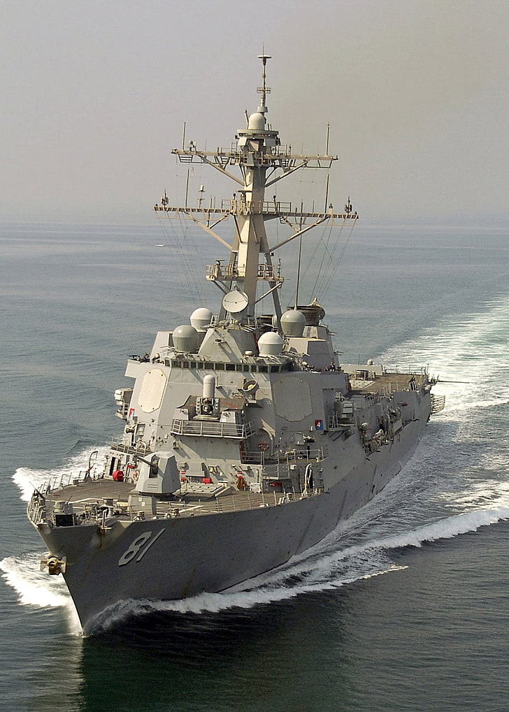 warship, Destroyer, USS Winston S. Churchill, sea, military, HD wallpaper