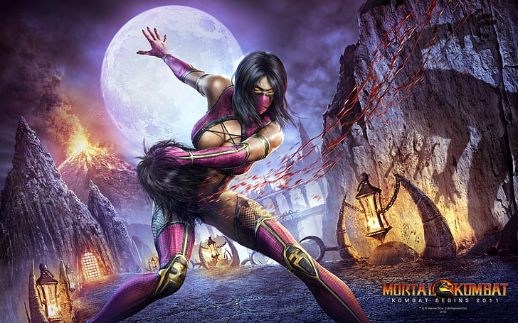 Armband Black Hair Mileena Video Games Mortal Kombat HD Art, Cleavage