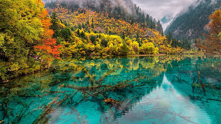 Crystal Lake China Jiuzhaigou National Park Hd Wallpaper 1920×1080, HD wallpaper